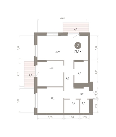 
  Продается 2-комн. квартира 71.37 м², в ЖК Кварталы Драверта, дом 4. Фото 2.