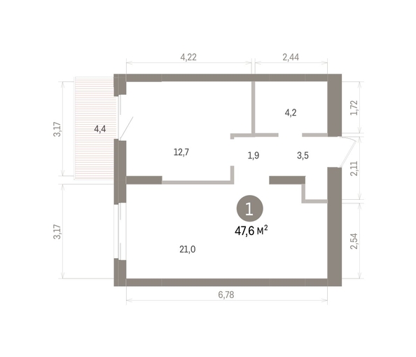 
  Продается 1-комн. квартира 47.62 м², в ЖК Кварталы Драверта, дом 4. Фото 1.