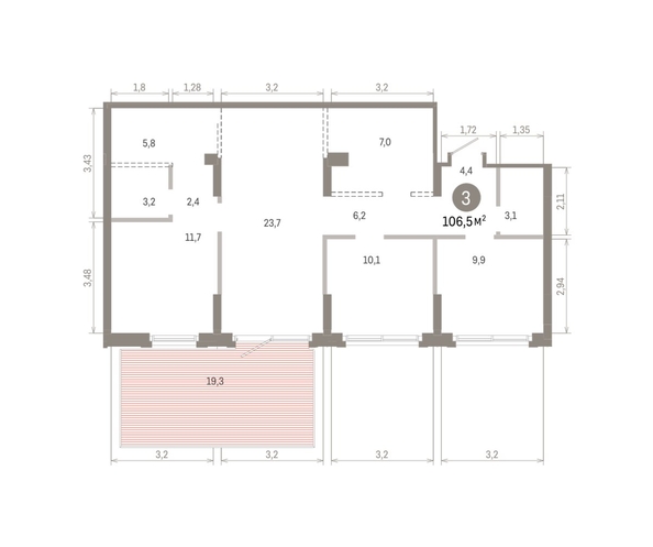 
  Продается 3-комн. квартира 106.54 м², в ЖК Кварталы Драверта, дом 3. Фото 1.
