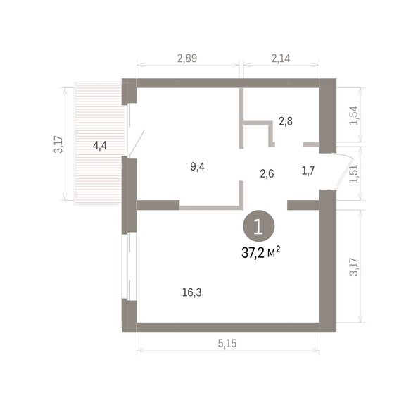 
  Продается 1-комн. квартира 37.21 м², в ЖК Кварталы Драверта, дом 4. Фото 1.