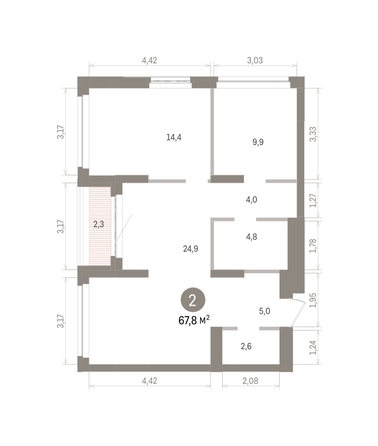 
  Продается 2-комн. квартира 67.77 м², в ЖК Кварталы Драверта, дом 5. Фото 1.