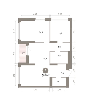 
  Продается 2-комн. квартира 68.46 м², в ЖК Кварталы Драверта, дом 5. Фото 1.