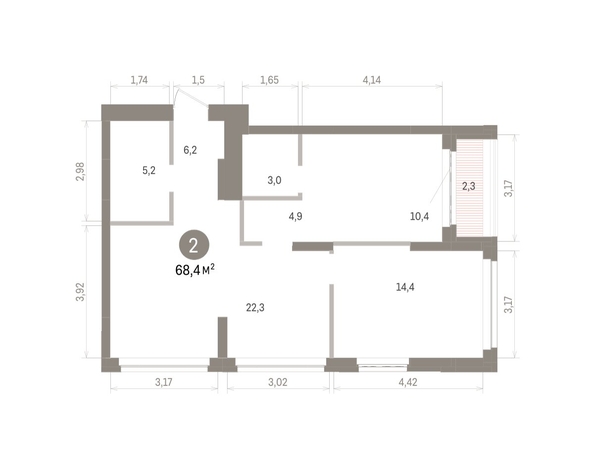 
  Продается 2-комн. квартира 68.44 м², в ЖК Кварталы Драверта, дом 5. Фото 1.