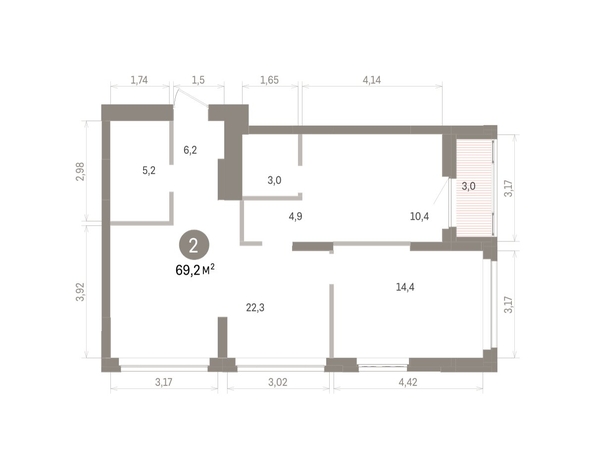 
  Продается 2-комн. квартира 69.15 м², в ЖК Кварталы Драверта, дом 5. Фото 1.