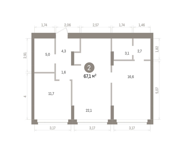 
  Продается 1-комн. квартира 67.13 м², в ЖК Кварталы Драверта, дом 5. Фото 1.