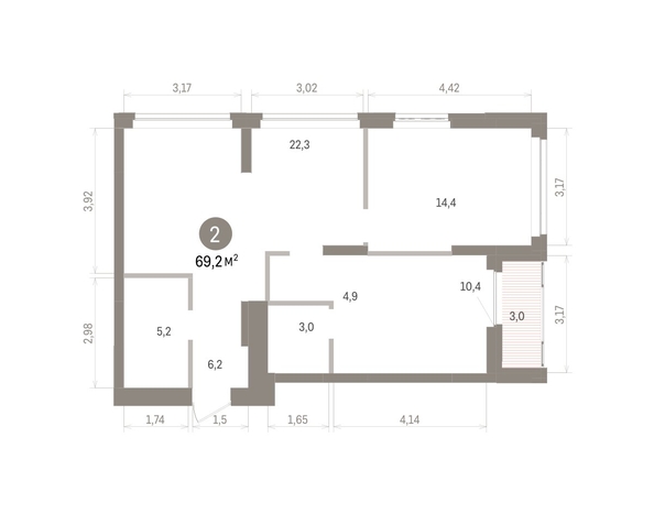 
  Продается 2-комн. квартира 69.15 м², в ЖК Кварталы Драверта, дом 5. Фото 1.