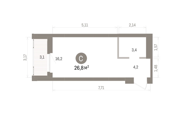 
  Продается студия 26.83 м², в ЖК Кварталы Драверта, дом 5. Фото 1.