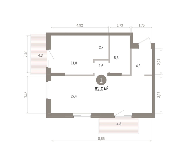 
  Продается 1-комн. квартира 61.99 м², в ЖК Кварталы Драверта, дом 4. Фото 1.