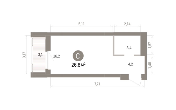 
  Продается студия 26.83 м², в ЖК Кварталы Драверта, дом 5. Фото 2.