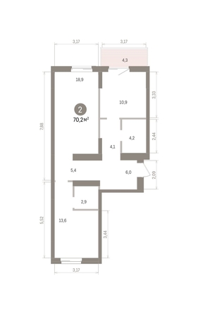 
  Продается 2-комн. квартира 70.19 м², в ЖК Кварталы Драверта, дом 4. Фото 1.