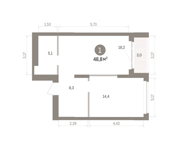 
  Продается 1-комн. квартира 48.83 м², в ЖК Кварталы Драверта, дом 5. Фото 1.