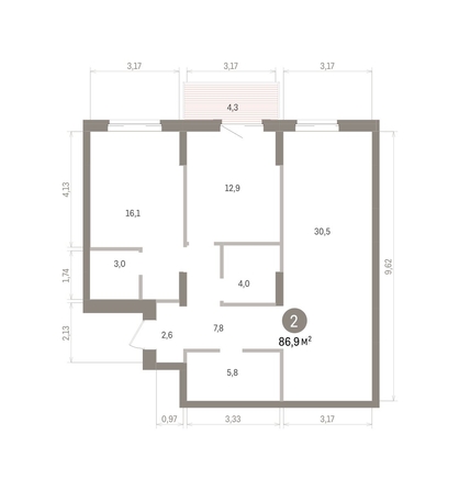 
  Продается 2-комн. квартира 86.94 м², в ЖК Кварталы Драверта, дом 4. Фото 1.