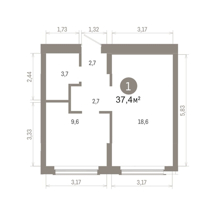 
  Продается 1-комн. квартира 37.38 м², в ЖК Кварталы Драверта, дом 6. Фото 1.