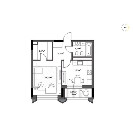
  Продается 1-комн. квартира 45.64 м², в ЖК Северное Сияние Бизнес. Фото 2.