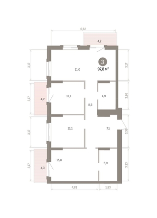 
  Продается 3-комн. квартира 97.82 м², в ЖК Кварталы Драверта, дом 4. Фото 1.