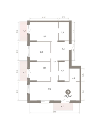 
  Продается 3-комн. квартира 109.62 м², в ЖК Кварталы Драверта, дом 4. Фото 1.