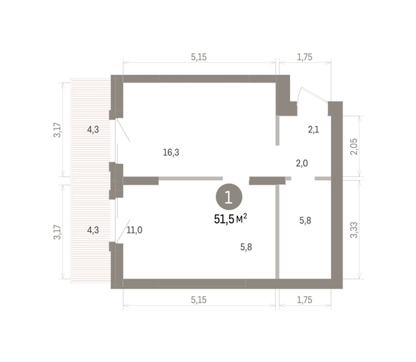 
  Продается 1-комн. квартира 51.45 м², в ЖК Кварталы Драверта, дом 4. Фото 1.