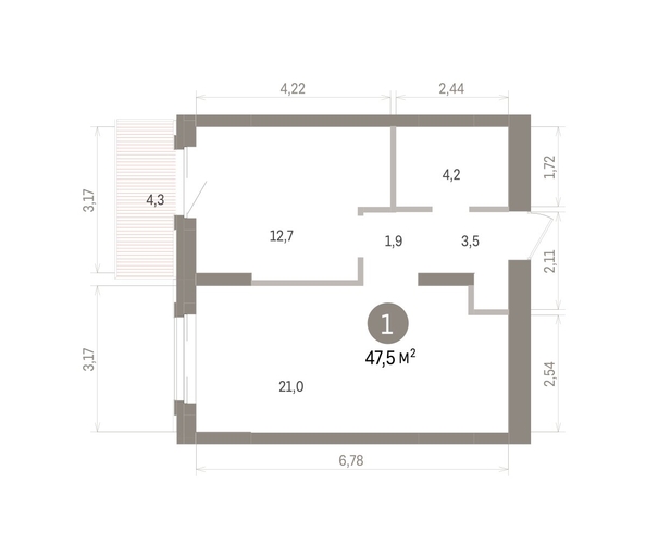 
  Продается 1-комн. квартира 47.52 м², в ЖК Кварталы Драверта, дом 4. Фото 1.
