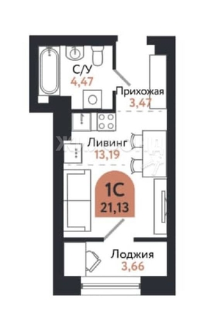 
   Продам 1-комнатную, 24.79 м², Ленина пр-кт, 206в

. Фото 2.