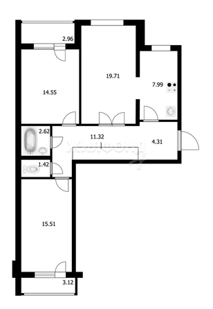 
   Продам 3-комнатную, 76.6 м², Анны Ахматовой ул, 5

. Фото 2.