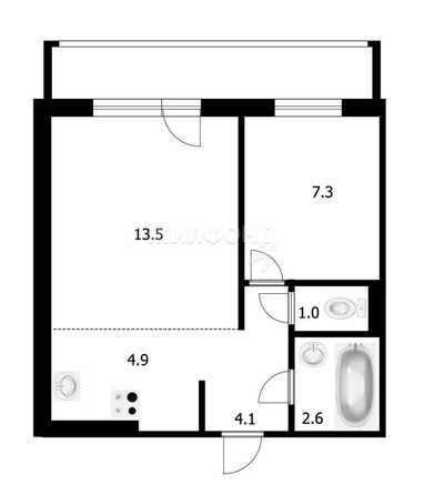 
   Продам 2-комнатную, 34.5 м², Обручева пер, 12в

. Фото 2.