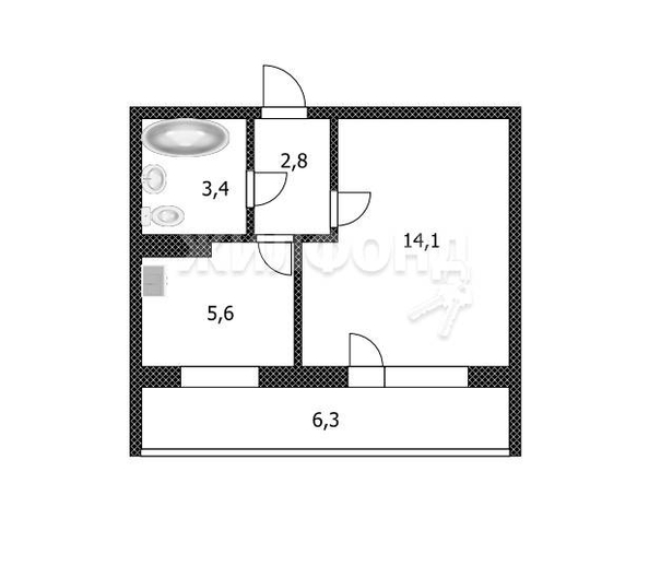 
   Продам 1-комнатную, 26.1 м², Урожайный пер, 27Б

. Фото 13.