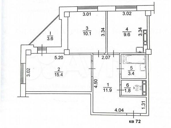 
  Продается 2-комн. квартира, 52.2 м², Павла Нарановича ул, д. 1б
. Фото 1.