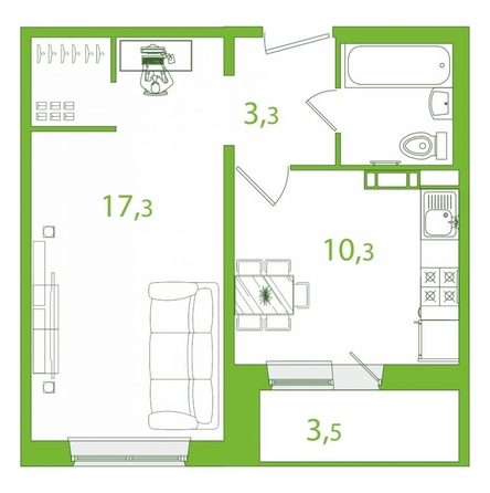 
   Продам 1-комнатную, 38.5 м², Пришвина пер, 44

. Фото 4.