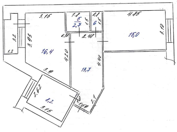 
   Продам 3-комнатную, 57 м², 

. Фото 2.