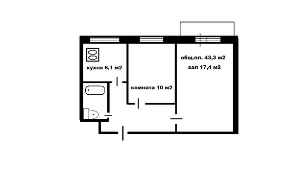 
  Продается 2-комн. квартира, 43.3 м², Беринга ул, д. 5/1
. Фото 8.
