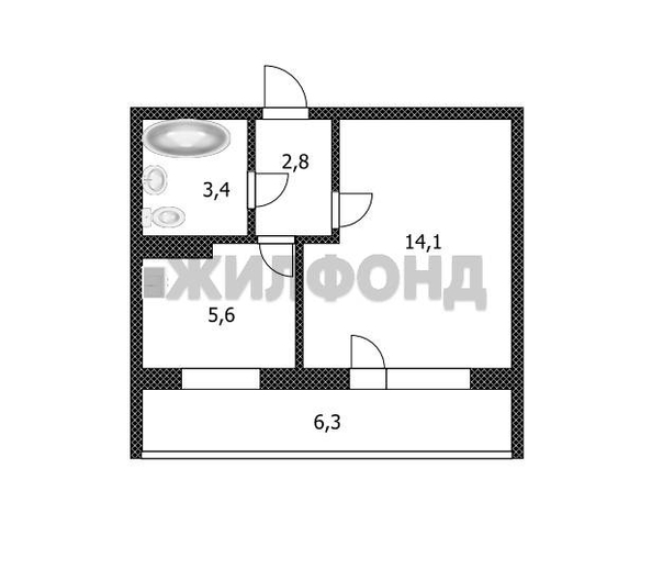 
  Продается 1-комн. квартира, 26.1 м², Урожайный пер, д. 27Б
. Фото 9.