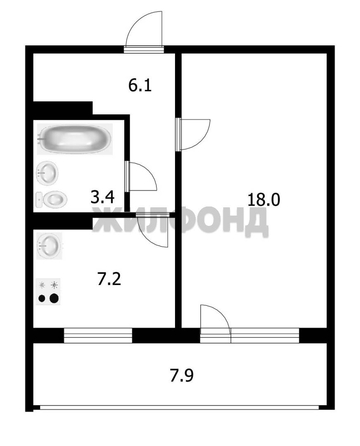 
  Продается 1-комн. квартира, 34.7 м², Сосновый пер, д. 6
. Фото 16.