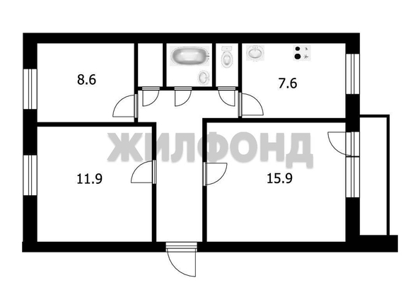 
  Продается 3-комн. квартира, 56.6 м², Бела Куна ул, д. 18
. Фото 7.