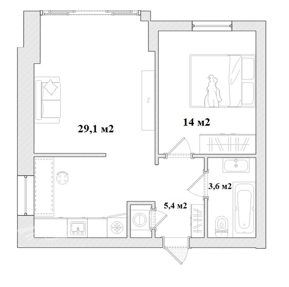 
  Продается 2-комн. квартира 52.3 м². Фото 5.