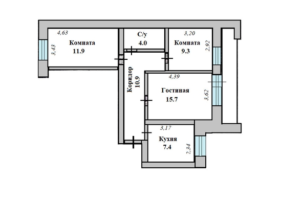 
  Продается 3-комн. квартира 59.2 м². Фото 14.