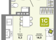 Счастливый квартал, дом 3: Планировка Студия 30,8 - 31,8 м²