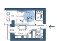Портовый. Речной квартал, к 6: Планировка 1-комн 42,2 м²
