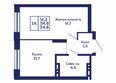 Сила леса, корп 2: Планировка 1-комн 34,8, 35 м²