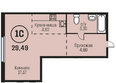 Адалин на Южном, дом 15 корпус 2: Планировка 1-комн 29,49 м²