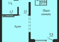 Акварельный 4.0: Планировка 1-комн 41,3 м²