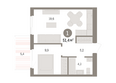 Пшеница, дом 5.2: Планировка 1-комн 51,36 м²