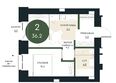 Калина Долина, дом 5: Планировка 2-комн 36,2 м²