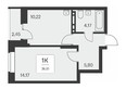 Квартал на Игарской, дом 1 мон: Планировка 1-комн 36,81 м²