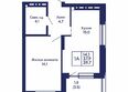 Сила леса, корп 1: Планировка 1-комн 39,7, 39,8 м²