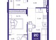 Базилик, дом 2: Планировка 2-комн 36,15, 36,26 м²