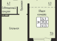 Гренландия, Лес дом №6: Планировка 2-комн 41,5 м²
