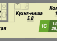 Калининский квартал, дом 4: Планировка 1-комн 28,3 м²