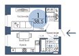 Портовый. Речной квартал, к 2: Планировка 1-комн 38,5 м²