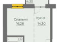 Семья, 4 очередь, б/c 8: Планировка 1-комн 43,48 м²