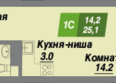 Калининский квартал, дом 3: Планировка 1-комн 25,1 м²